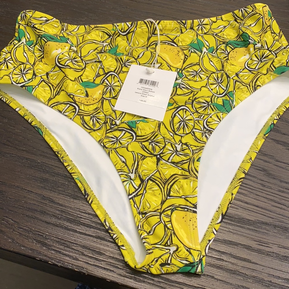 DVF Kiana Lemon-Print High-Waist Bikini Bottom